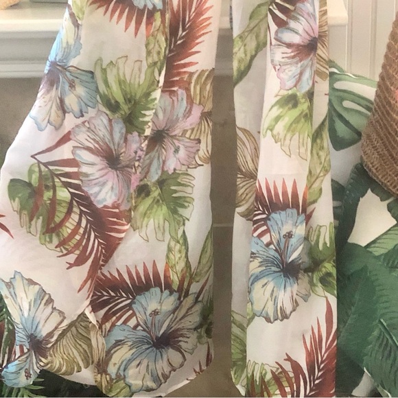 NWT! Tropical Summer Sheer Open Leg Palazzo Pants + Midriff Sz Medium - Picture 4 of 9